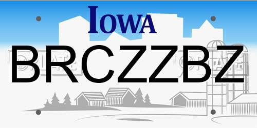 BRCZZBZ Iowa License Plate