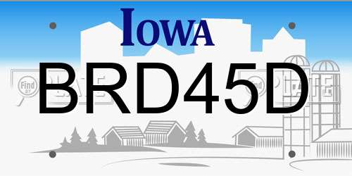 BRD45D Iowa License Plate