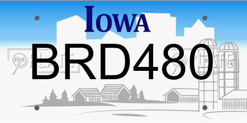 BRD480 Iowa License Plate