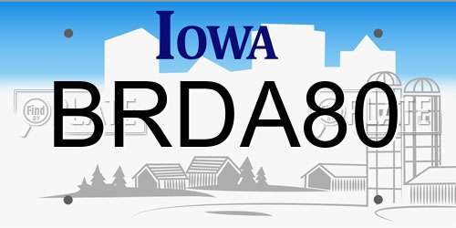 BRDA80 Iowa License Plate