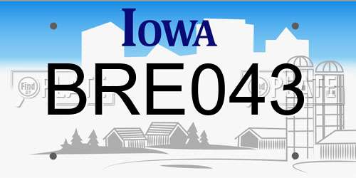 BRE043 Iowa License Plate