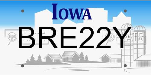 BRE22Y Iowa License Plate