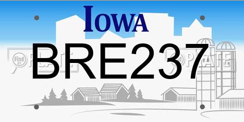 BRE237 Iowa License Plate