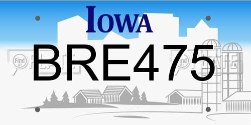 BRE475 Iowa License Plate