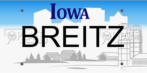 BREITZ Iowa License Plate