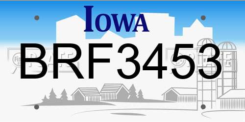 BRF3453 Iowa License Plate