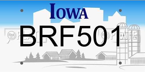 BRF501 Iowa License Plate