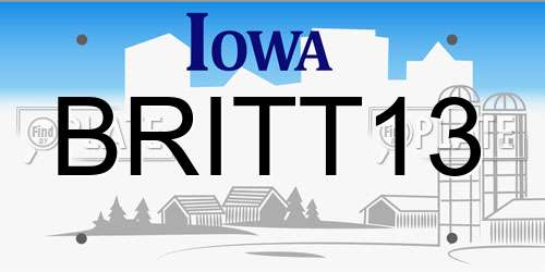 BRITT13 Iowa License Plate