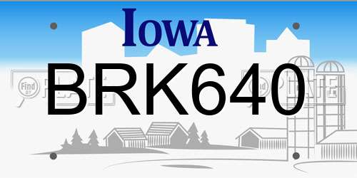 BRK640 Iowa License Plate