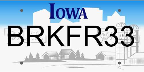 BRKFR33 Iowa License Plate