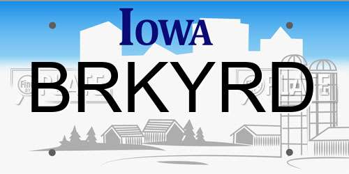 BRKYRD Iowa License Plate