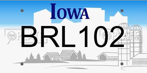 BRL102 Iowa License Plate