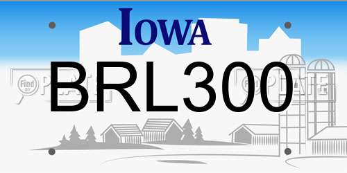 BRL300 Iowa License Plate