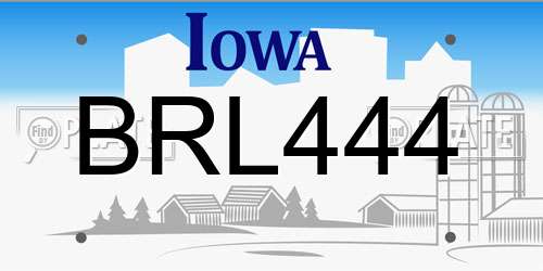 BRL444 Iowa License Plate