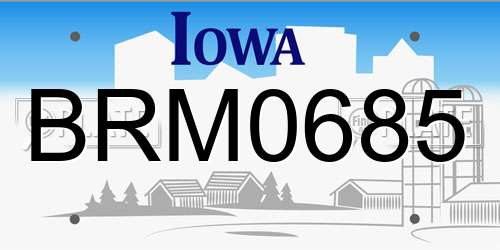 BRM0685 Iowa License Plate