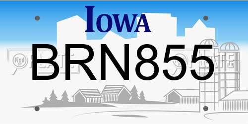 BRN855 Iowa License Plate