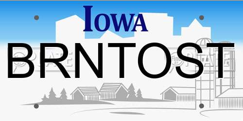 BRNTOST Iowa License Plate