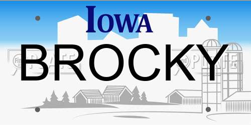 BROCKY Iowa License Plate