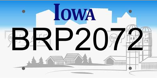 BRP2072 Iowa License Plate
