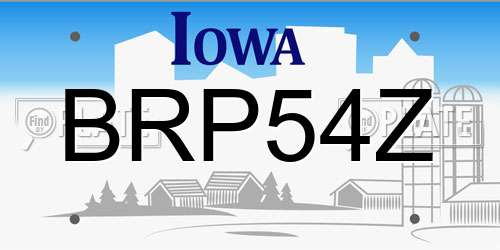 BRP54Z Iowa License Plate