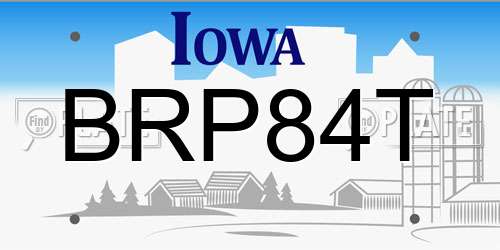 BRP84T Iowa License Plate