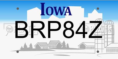 BRP84Z Iowa License Plate