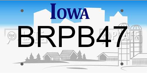 BRPB47 Iowa License Plate