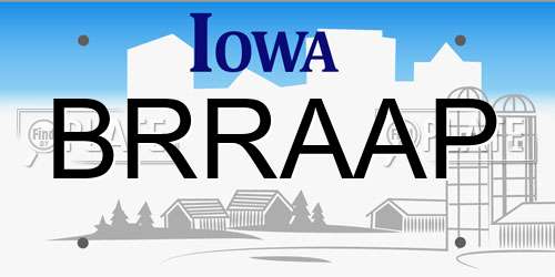 BRRAAP Iowa License Plate