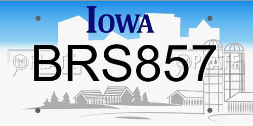 BRS857 Iowa License Plate