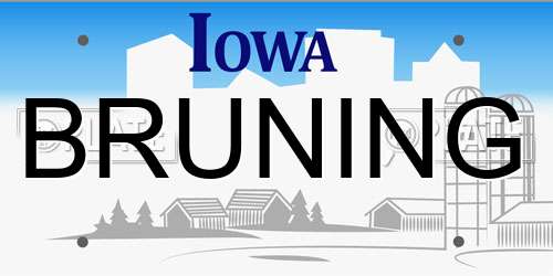 BRUNING Iowa License Plate