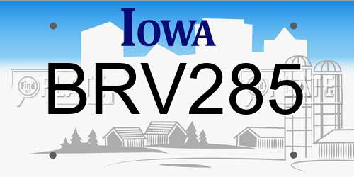 BRV285 Iowa License Plate
