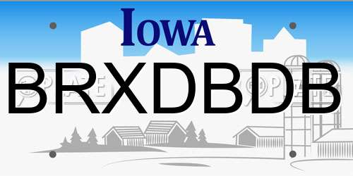 BRXDBDB Iowa License Plate