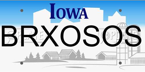 BRXOSOS Iowa License Plate