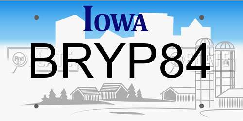 BRYP84 Iowa License Plate
