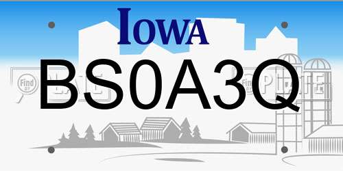 BS0A3Q Iowa License Plate
