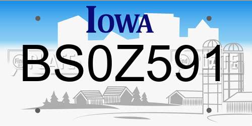 BS0Z591 Iowa License Plate