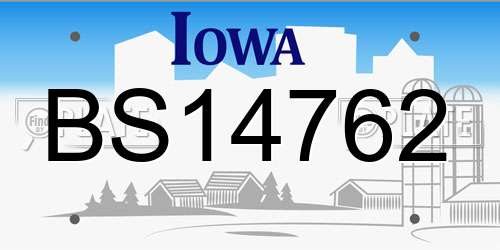 BS14762 Iowa License Plate