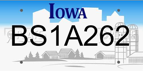 BS1A262 Iowa License Plate