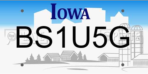 BS1U5G Iowa License Plate