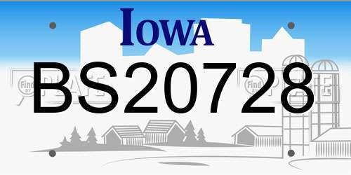 BS20728 Iowa License Plate