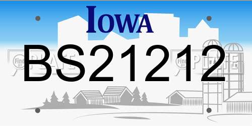 BS21212 Iowa License Plate