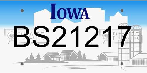 BS21217 Iowa License Plate