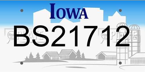 BS21712 Iowa License Plate