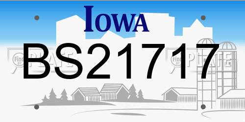 BS21717 Iowa License Plate