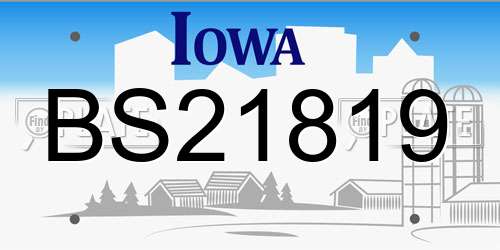 BS21819 Iowa License Plate