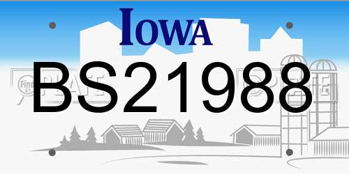 BS21988 Iowa License Plate