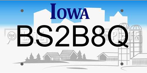 BS2B8Q Iowa License Plate