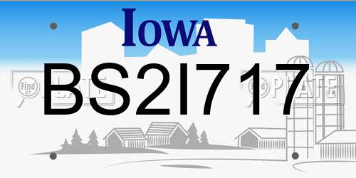 BS2I717 Iowa License Plate