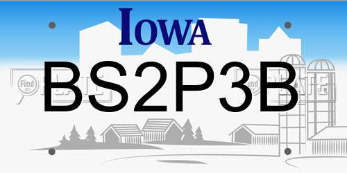 BS2P3B Iowa License Plate