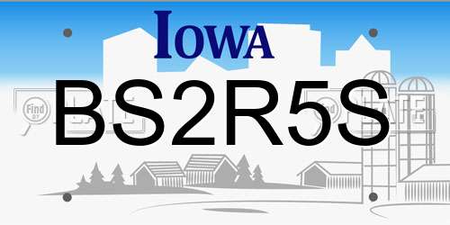 BS2R5S Iowa License Plate